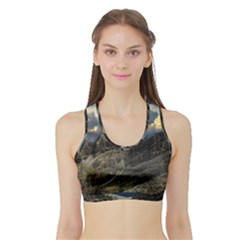 Landscape Clouds Scenic Scenery Sports Bra With Border by Celenk