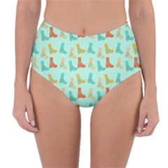 Blue Orange Boots Reversible High-waist Bikini Bottoms