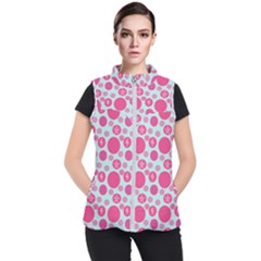 Blue Retro Dots Women s Puffer Vest