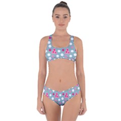 Pink Dress Blue Criss Cross Bikini Set