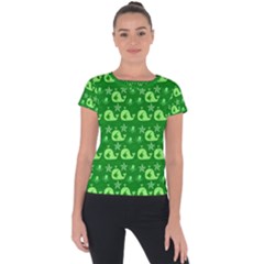 Green Sea Whales Short Sleeve Sports Top 