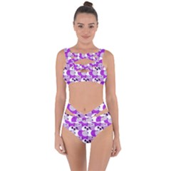 Purple Cherry Dots Bandaged Up Bikini Set 