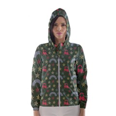 Music Stars Grass Green Hooded Wind Breaker (women)