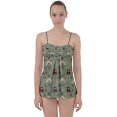 Music Stars Green Babydoll Tankini Set