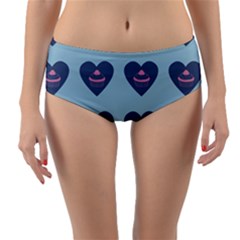 Cupcake Heart Teal Blue Reversible Mid-waist Bikini Bottoms by snowwhitegirl