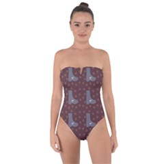 Deer Boots Brown Tie Back One Piece Swimsuit