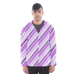 Purple Diagonal Lines Hooded Wind Breaker (men)