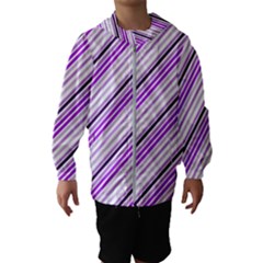 Purple Diagonal Lines Hooded Wind Breaker (kids)