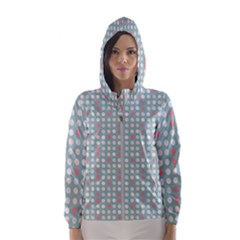 Pink Peach Grey Eggs On Teal Hooded Wind Breaker (women)