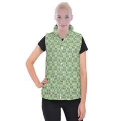 Green Brown  Eggs On Green Women s Button Up Puffer Vest