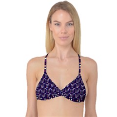 Peach Purple Eggs On Navy Blue Reversible Tri Bikini Top