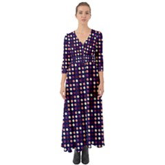 Peach Purple Eggs On Navy Blue Button Up Boho Maxi Dress by snowwhitegirl