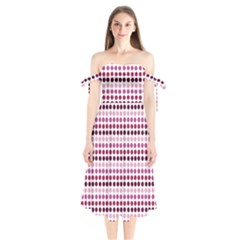 Pink Red Dots Shoulder Tie Bardot Midi Dress