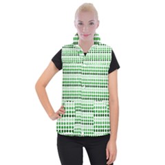 Greenish Dots Women s Button Up Puffer Vest