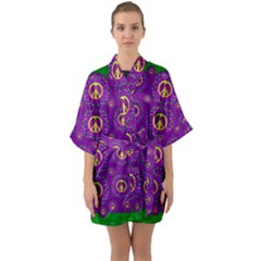 Peace Be With Us In Love And Understanding Quarter Sleeve Kimono Robe by pepitasart