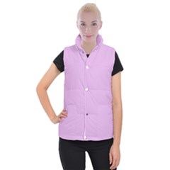 Pink Flowers Women s Button Up Puffer Vest