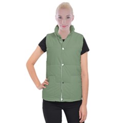 Army Green Women s Button Up Puffer Vest