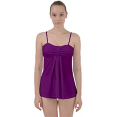 Magenta Ish Purple Babydoll Tankini Set