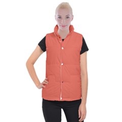 Dark Papaya Women s Button Up Puffer Vest