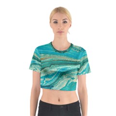 Mint,gold,marble,nature,stone,pattern,modern,chic,elegant,beautiful,trendy Cotton Crop Top by NouveauDesign