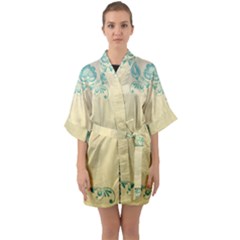 Art Nouveau Green Quarter Sleeve Kimono Robe by 8fugoso
