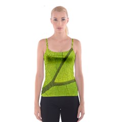 Green Leaf Plant Nature Structure Spaghetti Strap Top by Nexatart