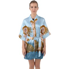 The Birth Of Venus Quarter Sleeve Kimono Robe by Valentinaart