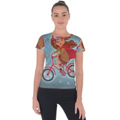 Girl On A Bike Short Sleeve Sports Top  by chipolinka