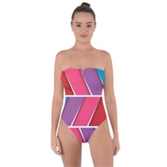 Abstract Background Colorful Tie Back One Piece Swimsuit