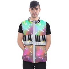 Piano Keys Music Colorful 3d Men s Puffer Vest by Nexatart