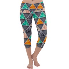 Abstract Geometric Triangle Shape Capri Yoga Leggings by Nexatart