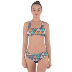 Abstract Geometric Triangle Shape Criss Cross Bikini Set by Nexatart