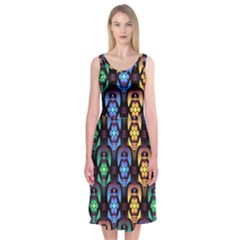 Pattern Background Bright Blue Midi Sleeveless Dress by Nexatart