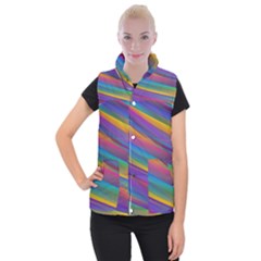 Colorful Background Women s Button Up Puffer Vest by Nexatart