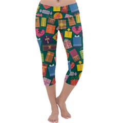 Presents Gifts Background Colorful Capri Yoga Leggings by Nexatart