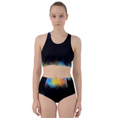 Frame Border Feathery Blurs Design Racer Back Bikini Set by Nexatart