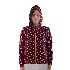 Floral Dots Maroon Hooded Wind Breaker (women)