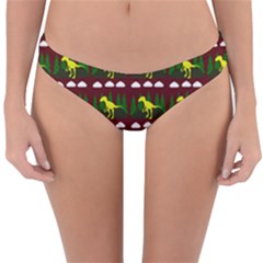 Dino In The Mountains Red Reversible Hipster Bikini Bottoms