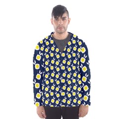 Square Flowers Navy Blue Hooded Wind Breaker (men)