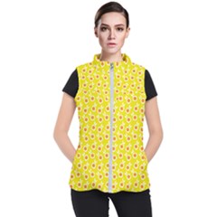 Square Flowers Yellow Women s Puffer Vest