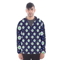 Daisy Dots Navy Blue Hooded Wind Breaker (men)