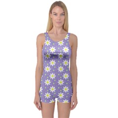 Daisy Dots Violet One Piece Boyleg Swimsuit