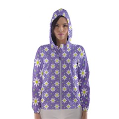 Daisy Dots Violet Hooded Wind Breaker (women)