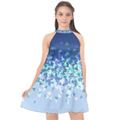 Blue Disintegrate Halter Neckline Chiffon Dress  by jumpercat