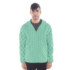 Pink Flowers Green Hooded Wind Breaker (men)