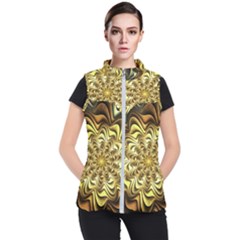 Fractal Flower Petals Gold Women s Puffer Vest by Nexatart