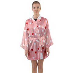 Heart Shape Background Love Long Sleeve Kimono Robe by Nexatart