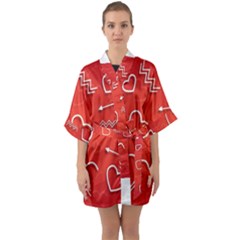 Background Valentine S Day Love Quarter Sleeve Kimono Robe by Nexatart