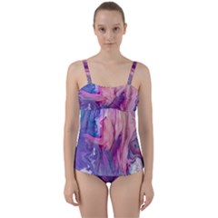 Marbled,ultraviolet,violet,purple,pink,blue,white,stone,marble,modern,trendy,beautiful Twist Front Tankini Set by 8fugoso