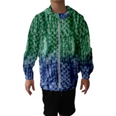 Knitted Wool Square Blue Green Hooded Wind Breaker (kids)
